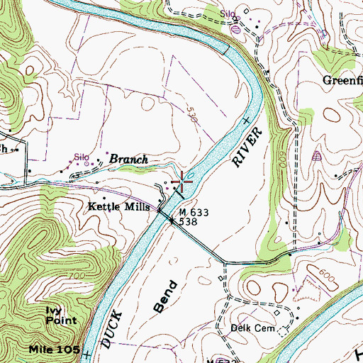 Topographic Map of Kettle Branch, TN