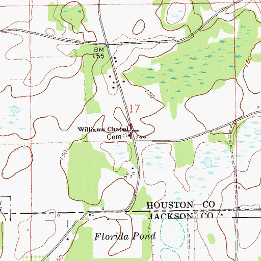 Topographic Map of Williams Chapel, AL