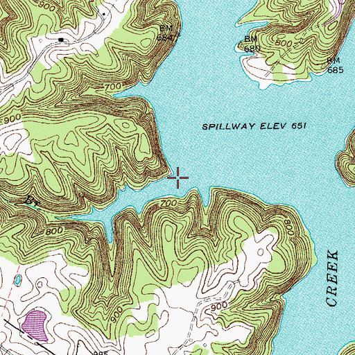 Topographic Map of Key Branch, TN
