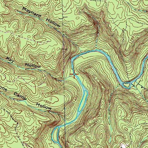 Topographic Map of Key Hollow, TN