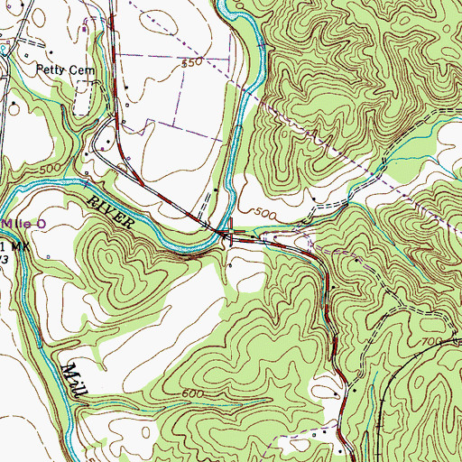 Topographic Map of Keys Branch, TN