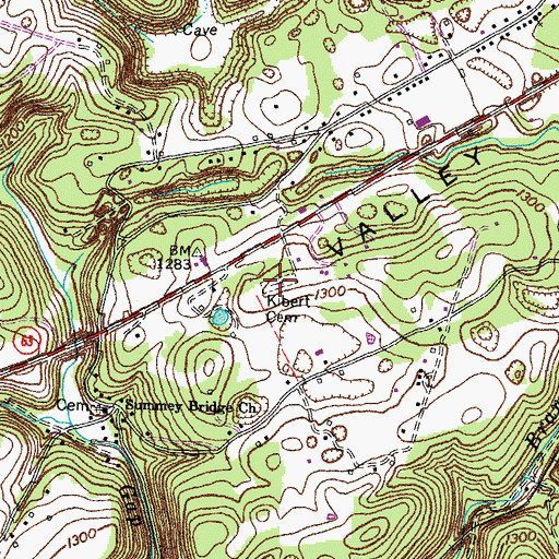 Topographic Map of Kibert Cemetery, TN