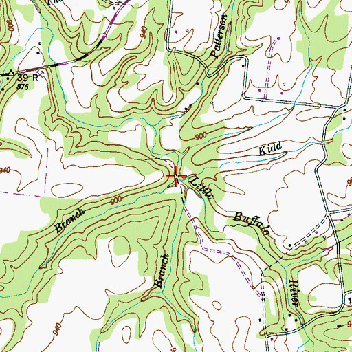 Topographic Map of Kidd Branch, TN