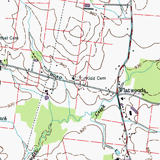 Topographic Map of Kidd Cemetery, TN