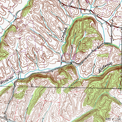 Topographic Map of Kidwell Branch, TN