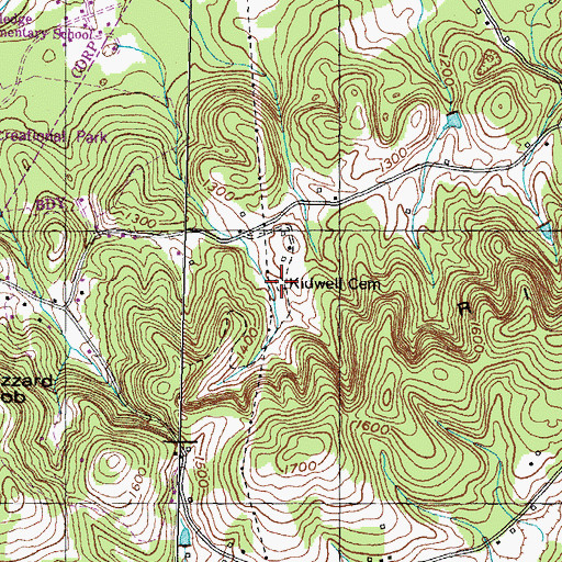 Topographic Map of Kidwell Cemetery, TN