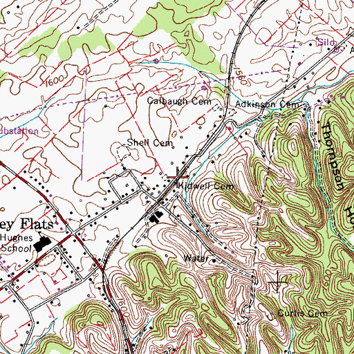 Topographic Map of Kidwell Cemetery, TN