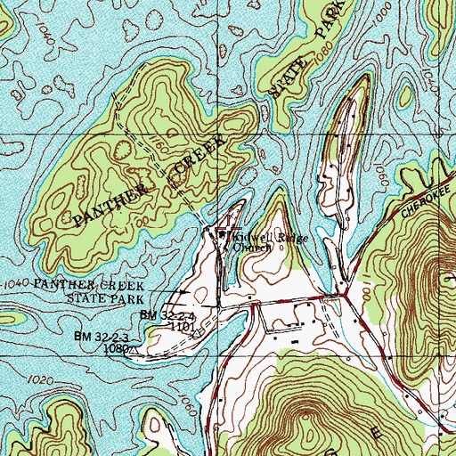 Topographic Map of Kidwell Ridge Church, TN