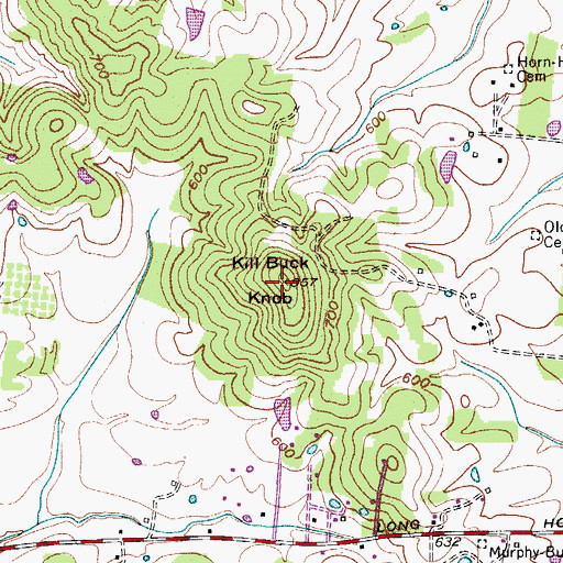 Topographic Map of Kill Buck Knob, TN