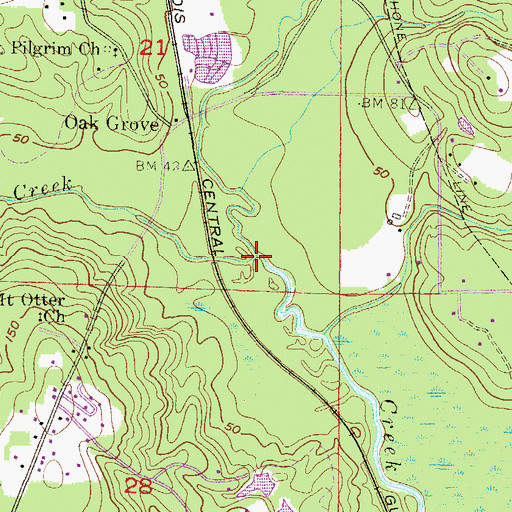 Topographic Map of Williams Creek, AL