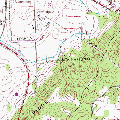 Topographic Map of Kilpatrick Spring, TN