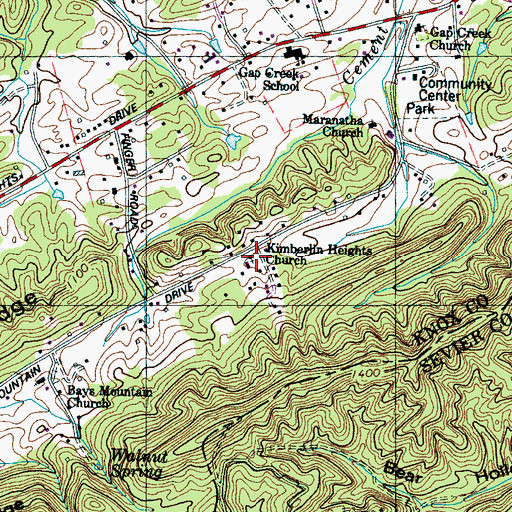 Topographic Map of Kimberlin Heights Church, TN