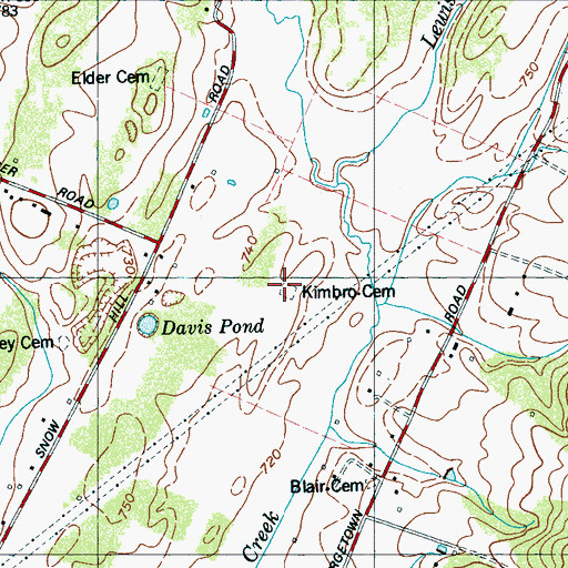 Topographic Map of Kimbro Cemetery, TN