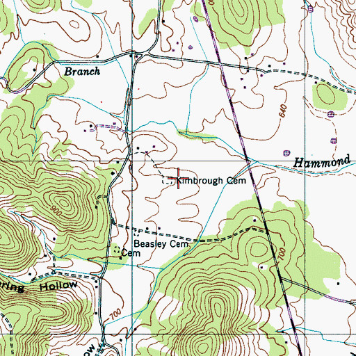 Topographic Map of Kimbrough Cemetery, TN