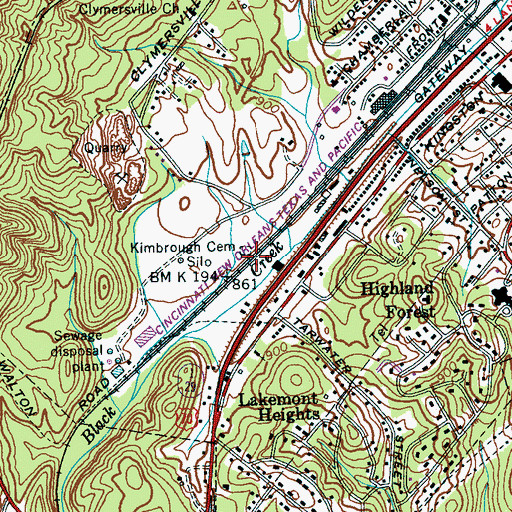 Topographic Map of Kimbrough Cemetery, TN