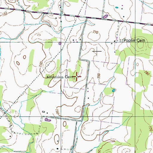 Topographic Map of Kimmins Cemetery, TN