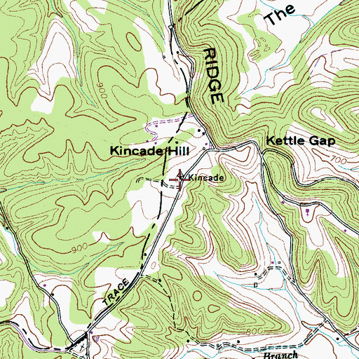 Topographic Map of Kincade Hill, TN