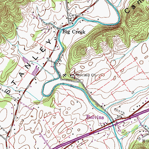 Topographic Map of Kincaid Church, TN
