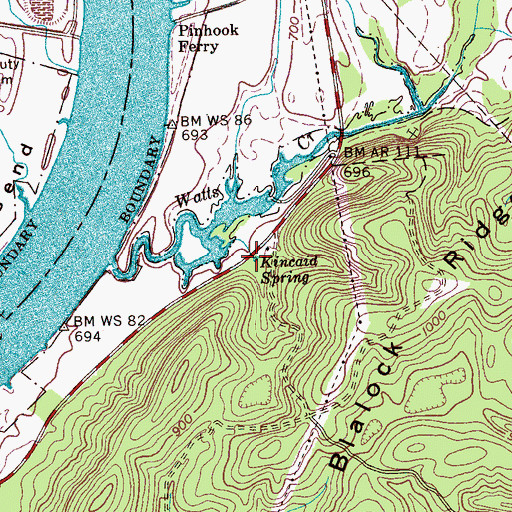 Topographic Map of Kincaid Spring, TN
