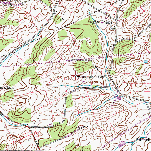 Topographic Map of Kincheloe Cemetery, TN