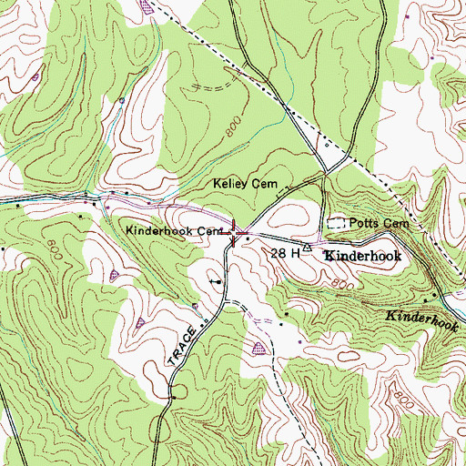 Topographic Map of Kinderhook Cemetery, TN