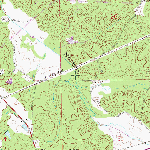 Topographic Map of Williams Creek, AL