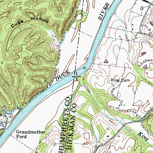 Topographic Map of King Branch, TN