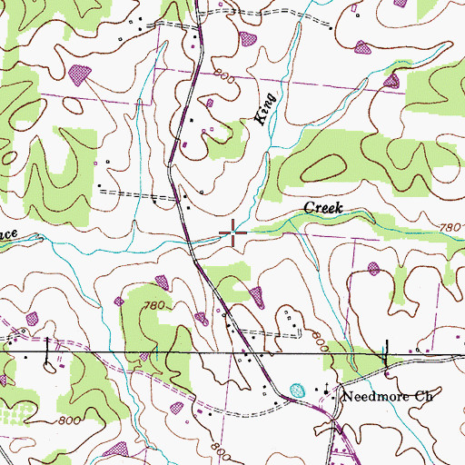 Topographic Map of King Branch, TN