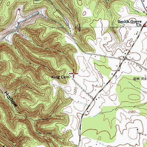 Topographic Map of King Cemetery, TN
