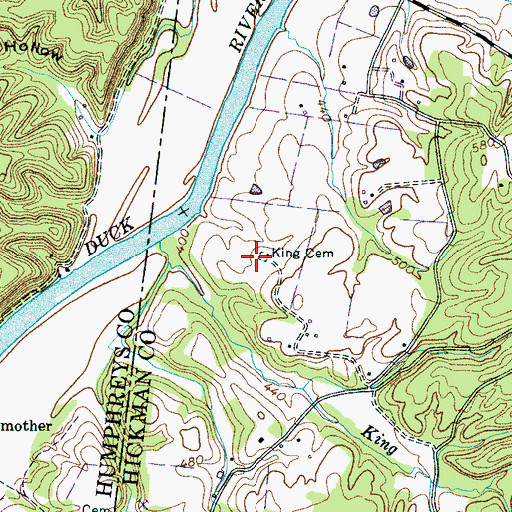 Topographic Map of King Cemetery, TN