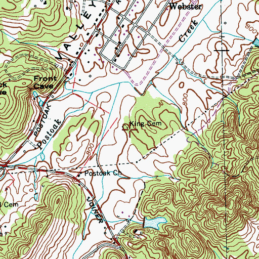 Topographic Map of King Cemetery, TN