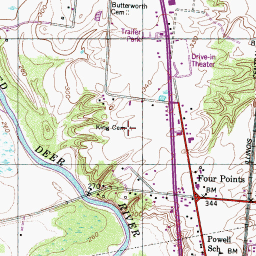 Topographic Map of King Cemetery, TN
