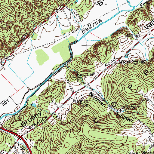 Topographic Map of King Cemetery, TN