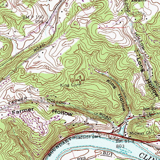Topographic Map of King Cemetery, TN