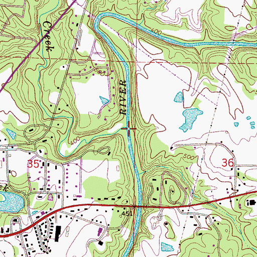 Topographic Map of Williams Creek, AL