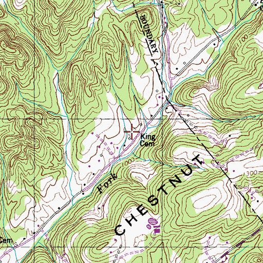 Topographic Map of King Cemetery, TN
