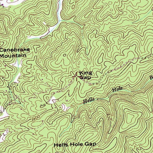 Topographic Map of King Gap, TN