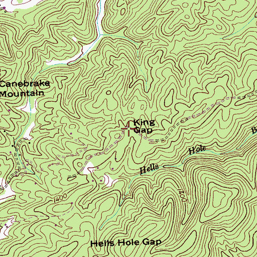 Topographic Map of King Gap, TN