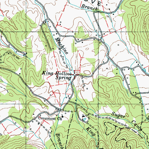Topographic Map of King Hollow Spring, TN