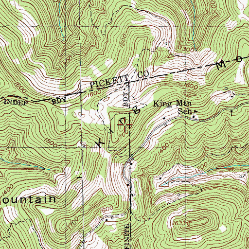 Topographic Map of King Mountain, TN