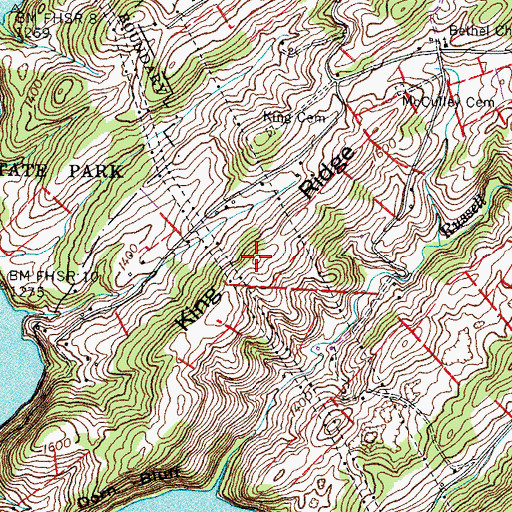 Topographic Map of King Ridge, TN