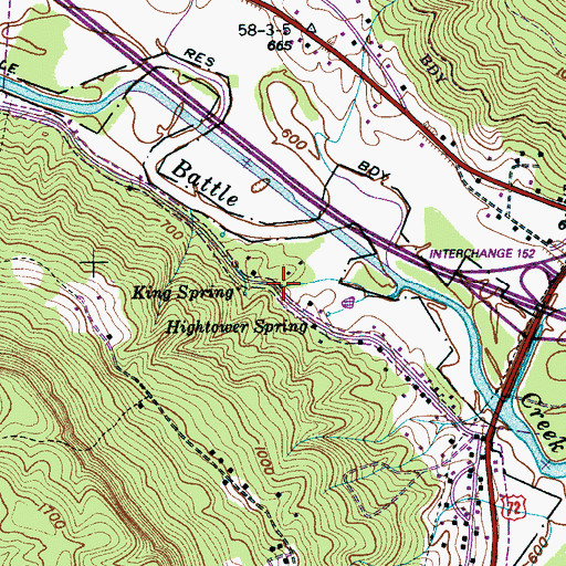 Topographic Map of King Spring, TN