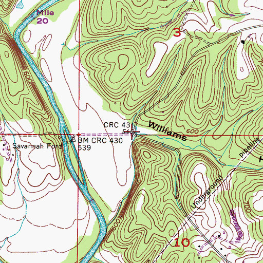 Topographic Map of Williams Hollow, AL