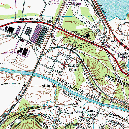 Topographic Map of Kings Point, TN
