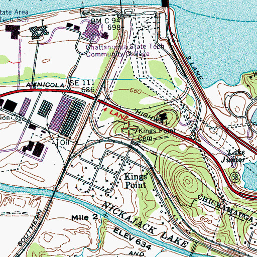 Topographic Map of Kings Point Cemetery, TN