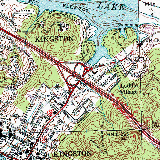 Topographic Map of Kingston, TN