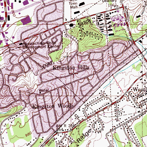 Topographic Map of Kingston Hills, TN