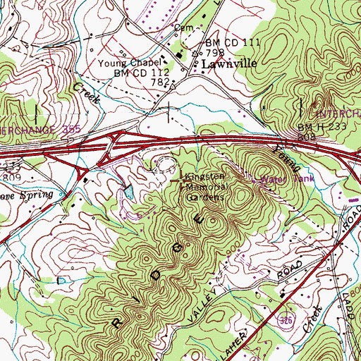Topographic Map of Kingston Memorial Gardens, TN
