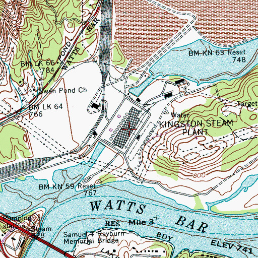 Topographic Map of Kingston Steam Plant, TN