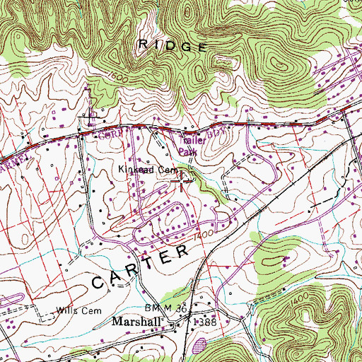 Topographic Map of Kinkead Cemetery, TN